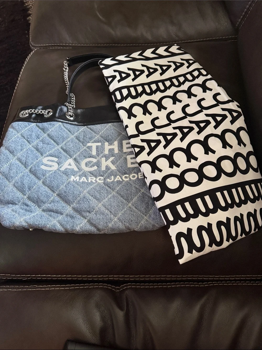 Marc Jacobs Quilted Denim 'The Sack Bag' Tote with Black Trim - Picture 6 of 6